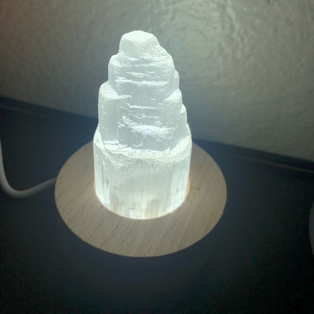Selenite Tower Crystal Lamp - 3.36” Total